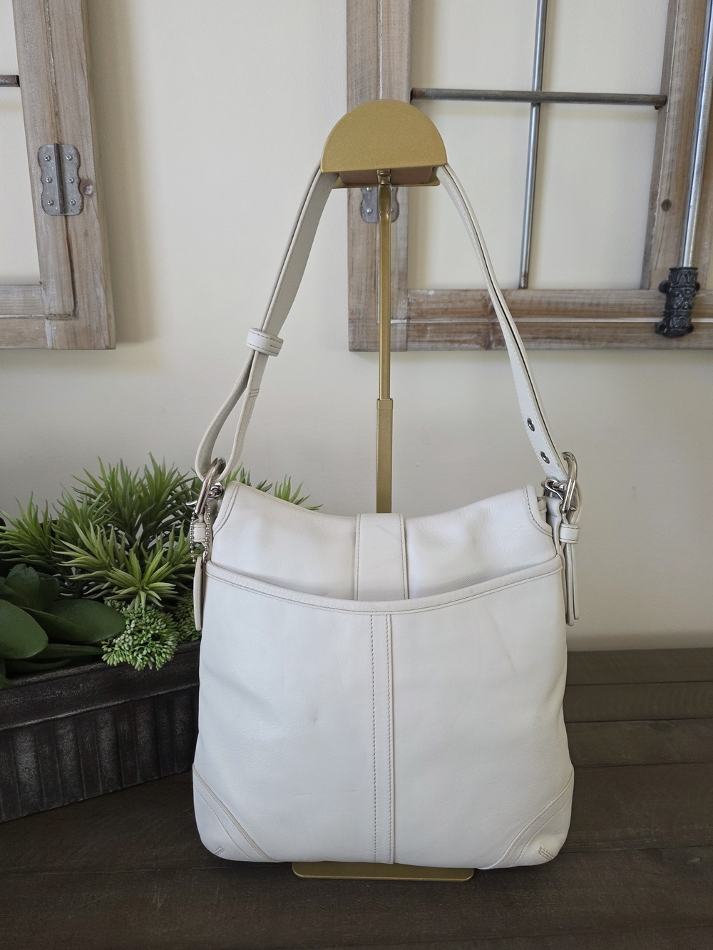Coach Vintage Soho Large White Leather Convertible Crossbody Shoulder Bag Y2K - Picture 5 of 15